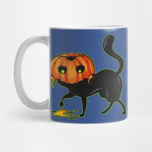 Black Cat With A Pumpkin Costume Hat For Halloween Mug